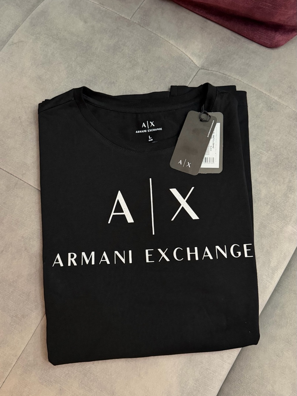 Armani Exchange Black Crewneck T-Shirt with White Logo
